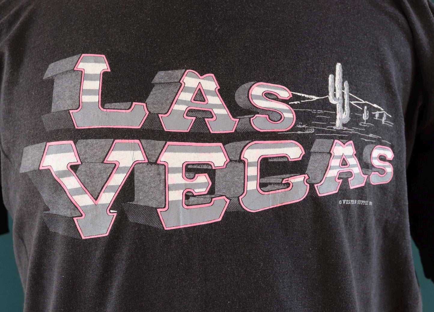 Vintage 1990s Las Vegas t shirt - tourist souvenir - faded black tee - 44” chest