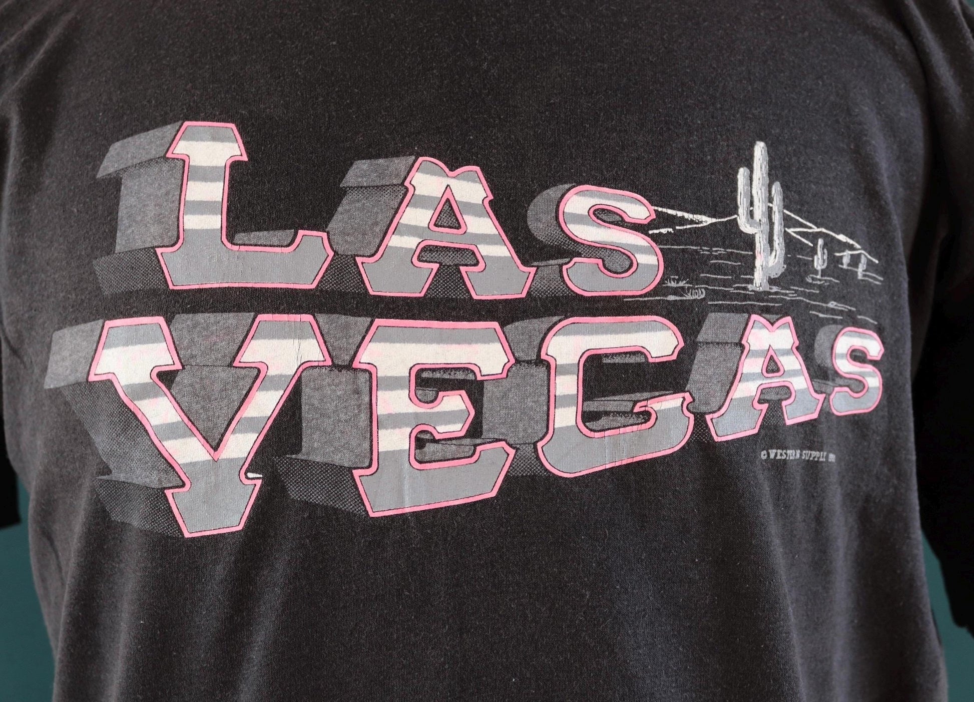 Vintage 1990s Las Vegas t shirt - tourist souvenir - faded black tee - 44” chest