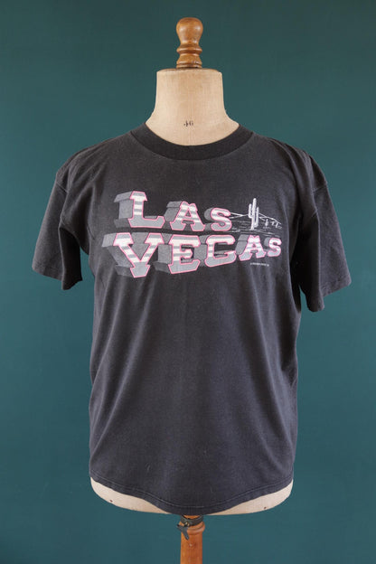 Vintage 1990s Las Vegas t shirt - tourist souvenir - faded black tee - 44” chest