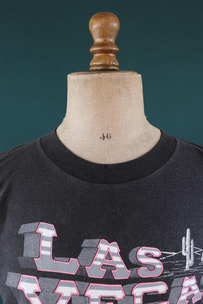 Vintage 1990s Las Vegas t shirt - tourist souvenir - faded black tee - 44” chest