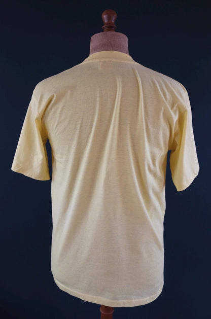 Vintage 1980s t shirt - single stitch - flock print - 40” chest