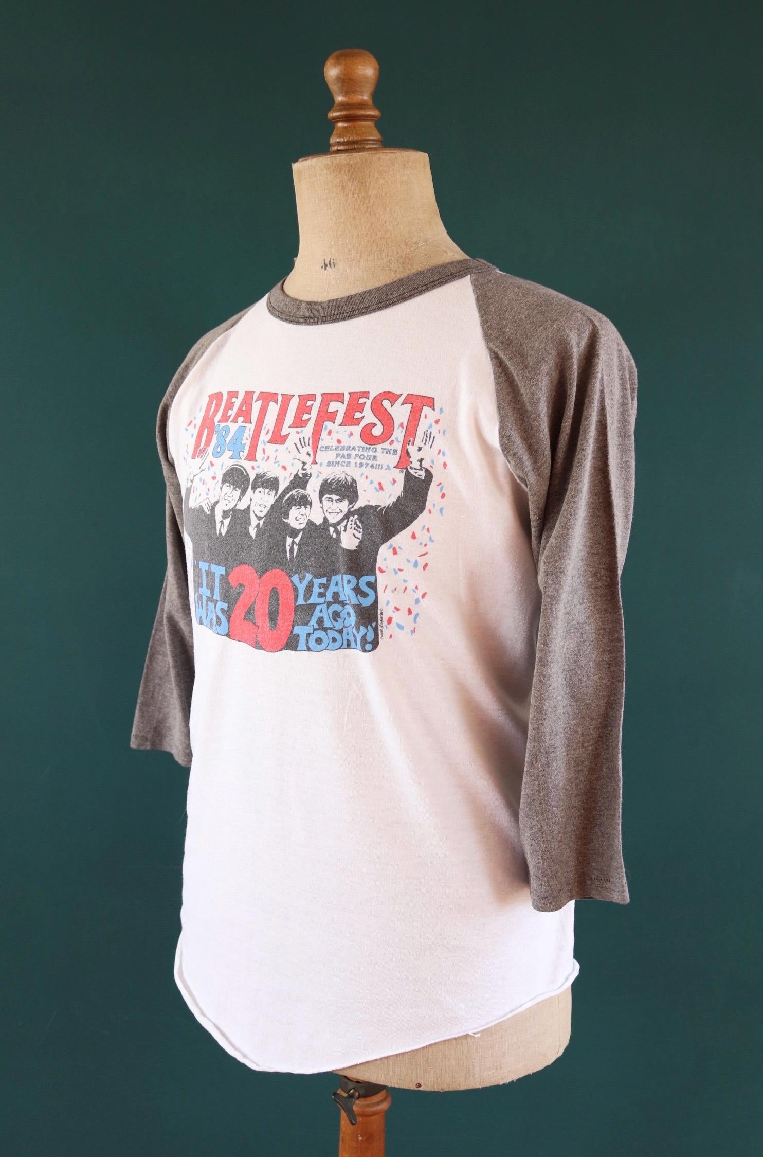 Vintage 1980s Beatlefest t shirt - Beatles baseball ringer - 43” chest