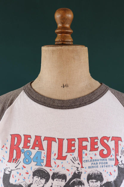 Vintage 1980s Beatlefest t shirt - Beatles baseball ringer - 43” chest