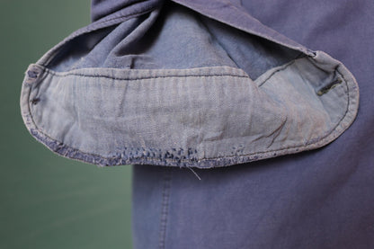Vintage 1940s French workwear shirt - faded blue cotton - 43” chest