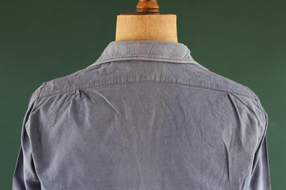 Vintage 1940s French workwear shirt - faded blue cotton - 43” chest