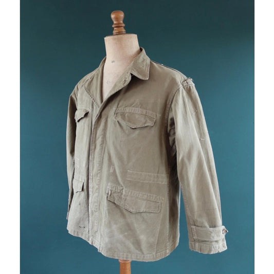 Vintage French M47 army jacket - herringbone twill - 1950s military - 47” chest