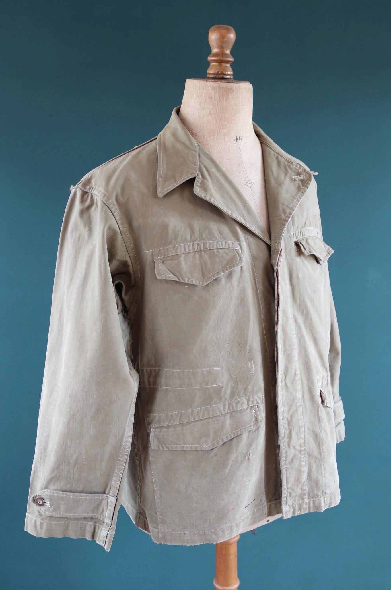 Vintage French M47 army jacket - herringbone twill - 1950s military - 47” chest