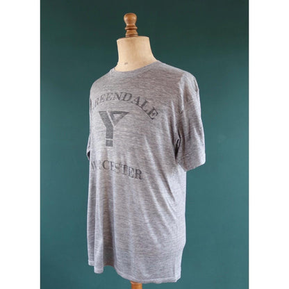 Vintage 1990s graphic t shirt - grey marl - paper thin tee - made in USA - 42" chest