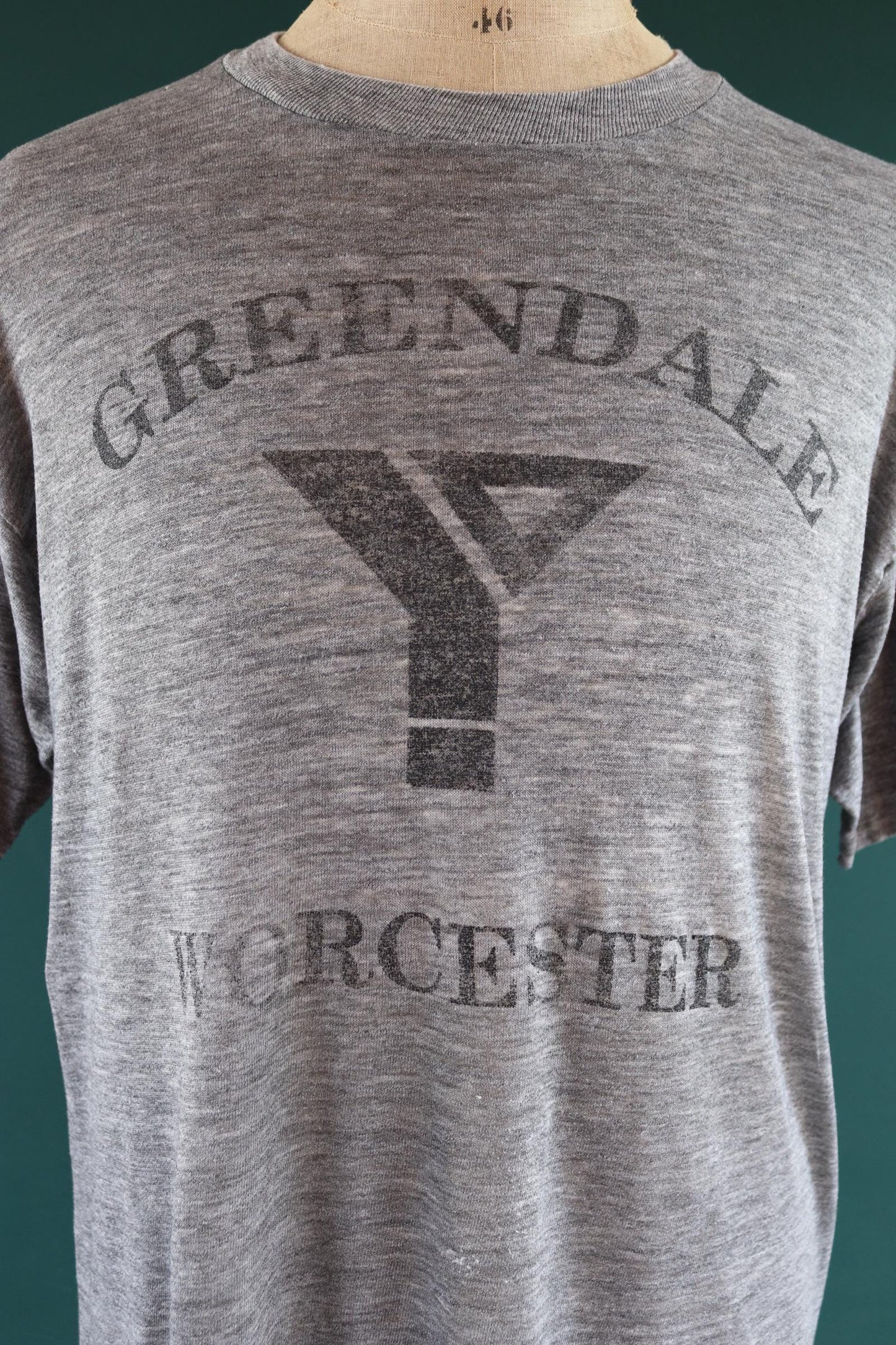 Vintage 1990s graphic t shirt - grey marl - paper thin tee - made in USA - 42" chest
