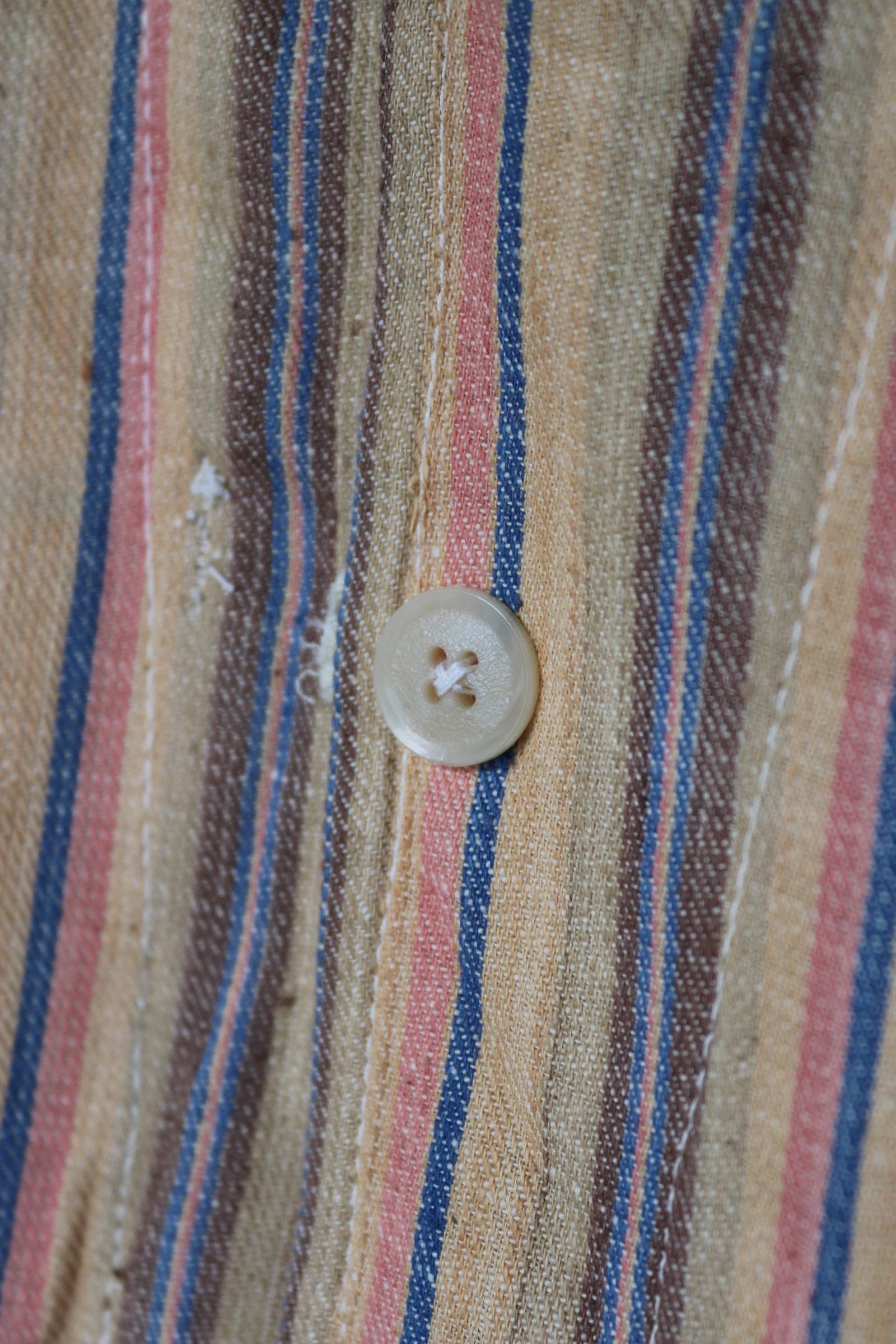 Vintage 1950s deadstock pyjama shirt - striped cotton Bulgarian jacket - 46” chest