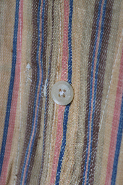Vintage 1950s deadstock pyjama shirt - striped cotton Bulgarian jacket - 46” chest