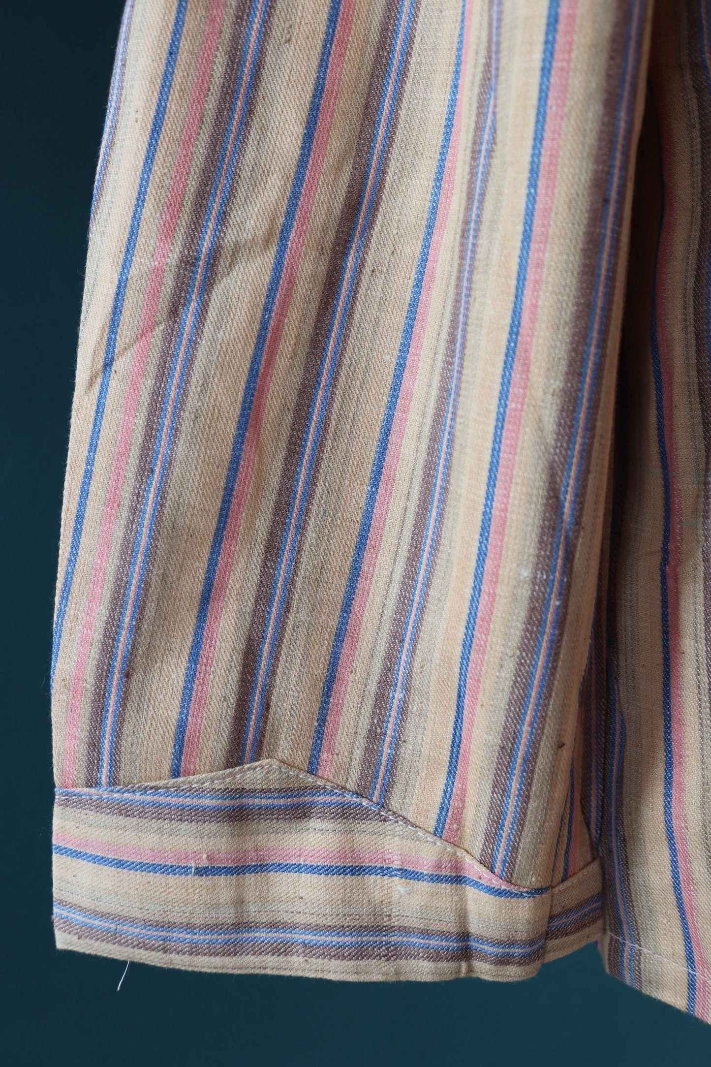 Vintage 1950s deadstock pyjama shirt - striped cotton Bulgarian jacket - 46” chest