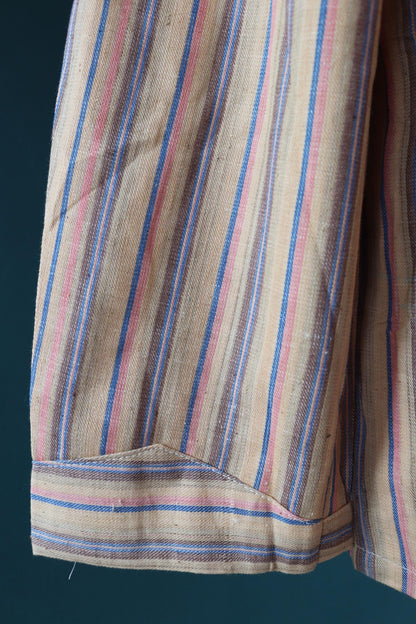 Vintage 1950s deadstock pyjama shirt - striped cotton Bulgarian jacket - 46” chest