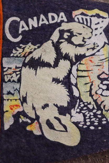 Vintage 1950s Canada pennant - mid century home decor - tourist souvenir - screen print