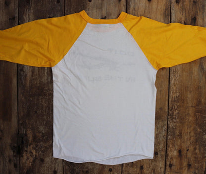 Vintage 1980s baseball t shirt - single stitch - do it in the buff print - 33” chest