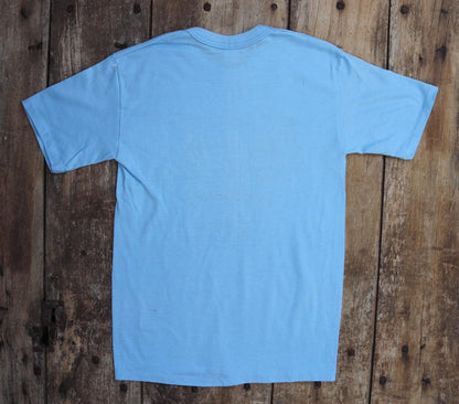 Vintage 1980s t shirt - single stitch - sports car mechanic print - 33” chest