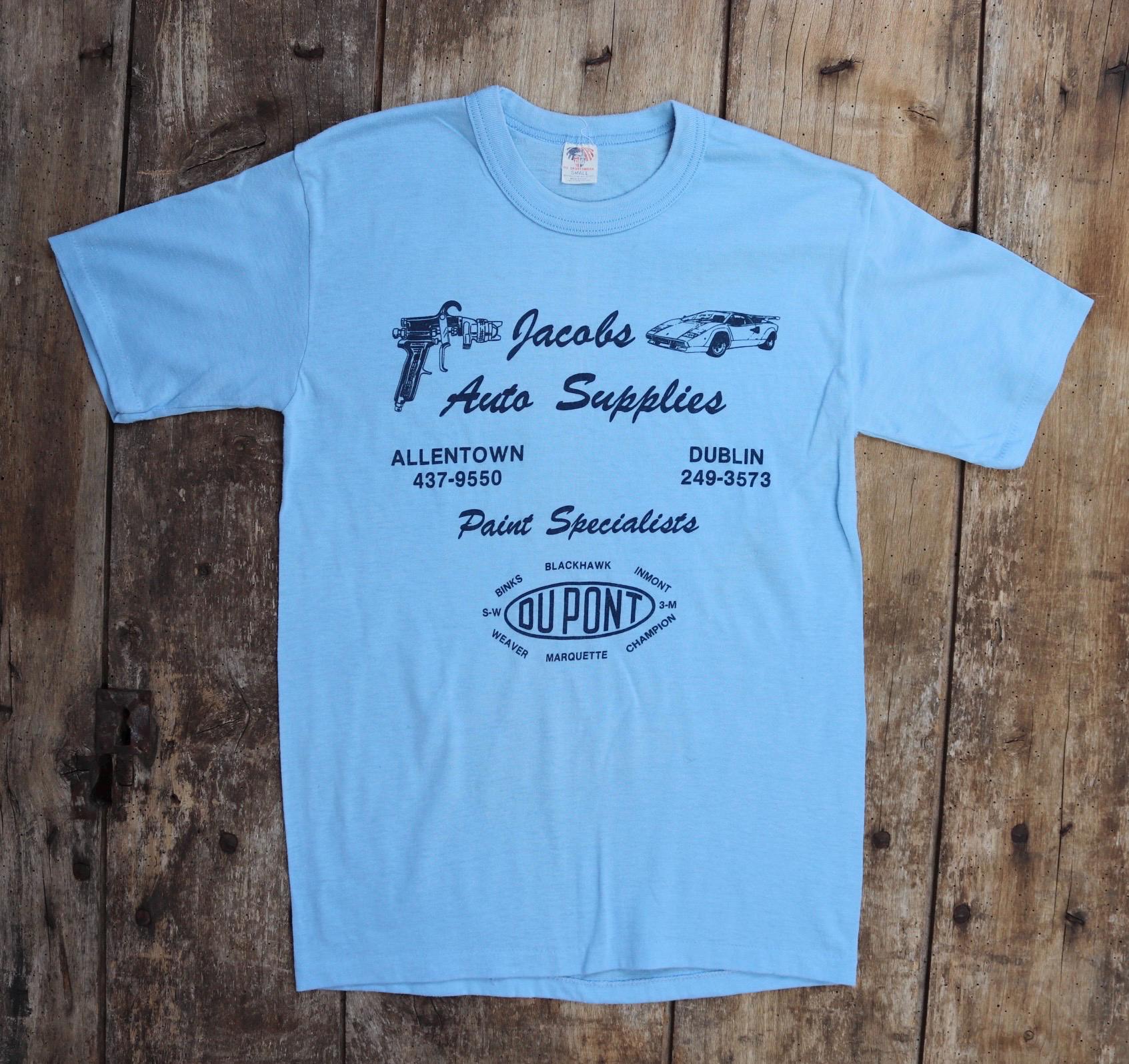 Vintage 1980s t shirt - single stitch - sports car mechanic print - 33” chest
