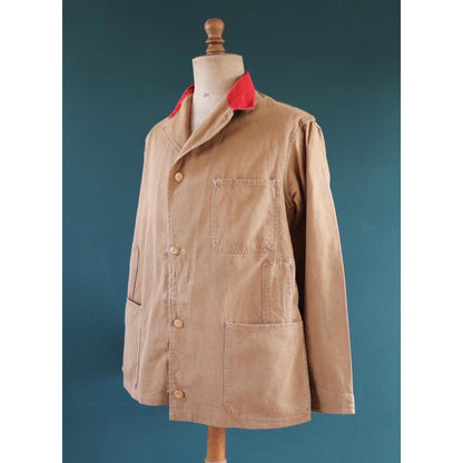 Vintage 1940s British workwear jacket - brown cotton twill - factory coat - shop overalls - 44” chest