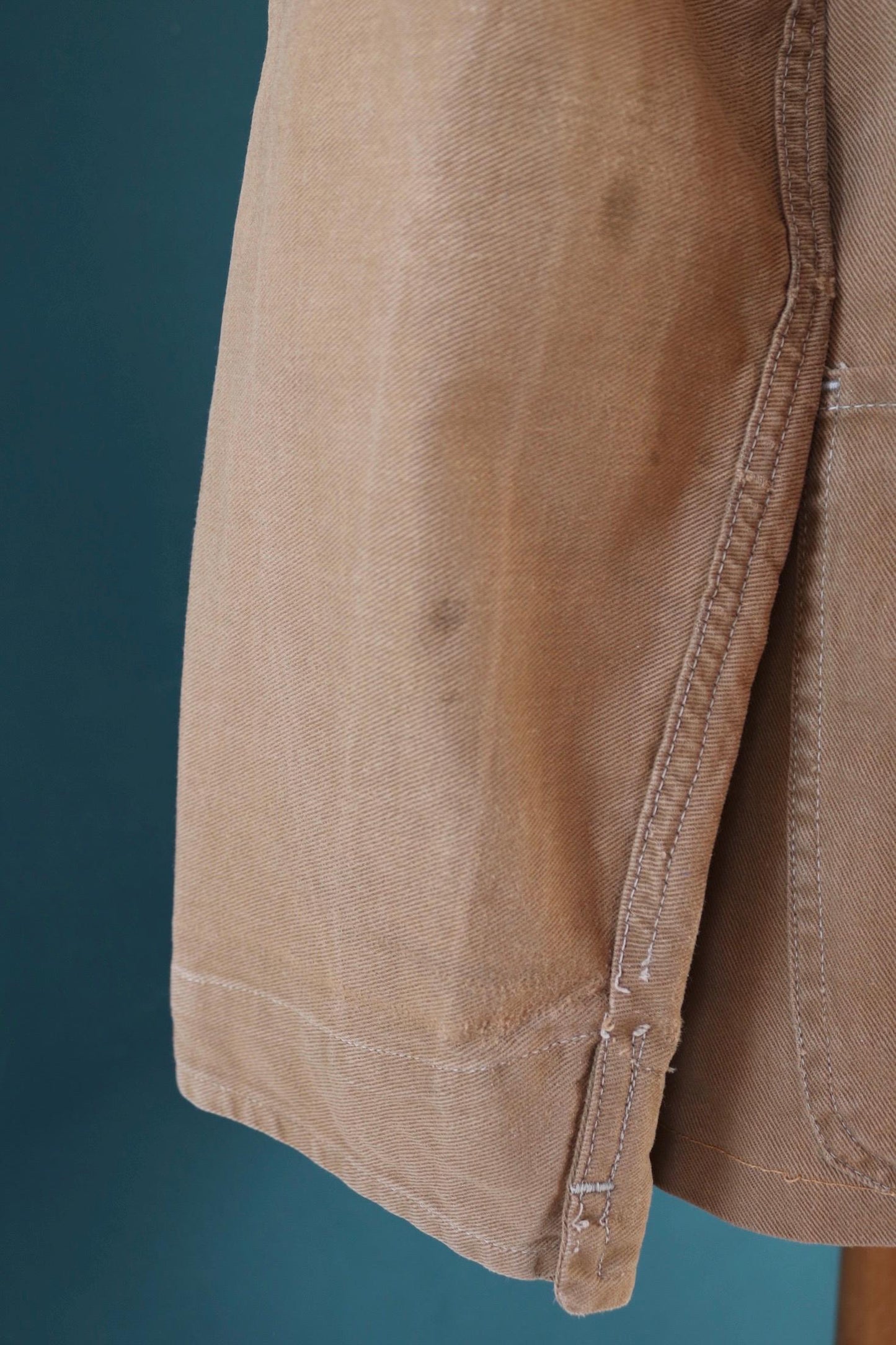 Vintage 1940s British workwear jacket - brown cotton twill - factory coat - shop overalls - 44” chest