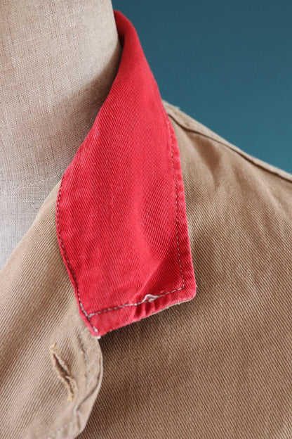 Vintage 1940s British workwear jacket - brown cotton twill - factory coat - shop overalls - 44” chest