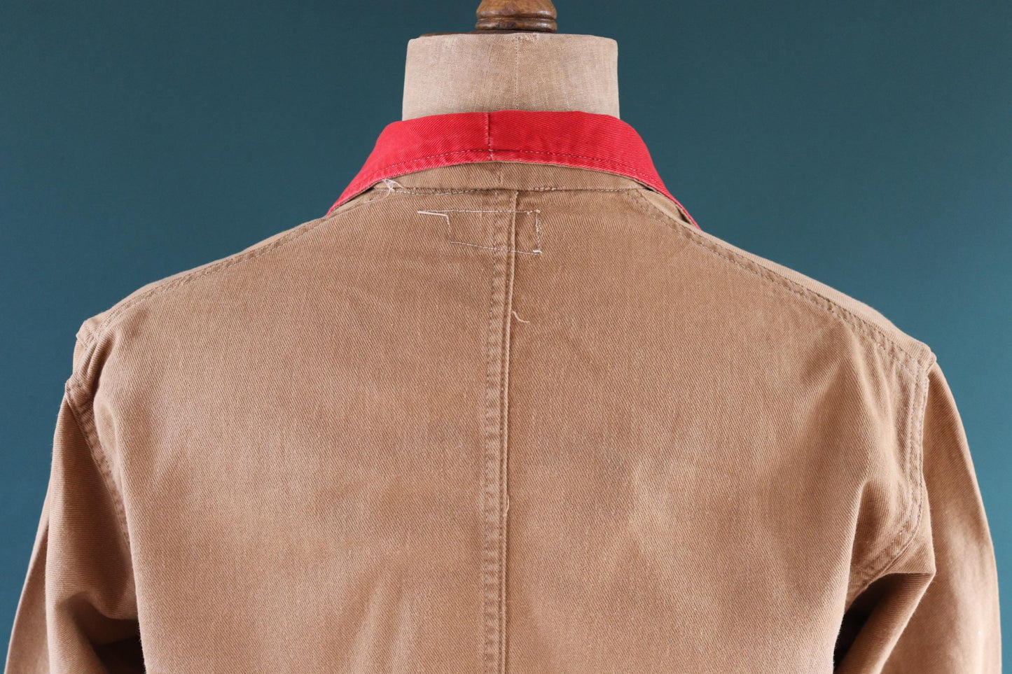 Vintage 1940s British workwear jacket - brown cotton twill - factory coat - shop overalls - 44” chest