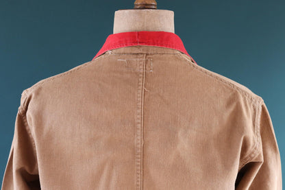 Vintage 1940s British workwear jacket - brown cotton twill - factory coat - shop overalls - 44” chest