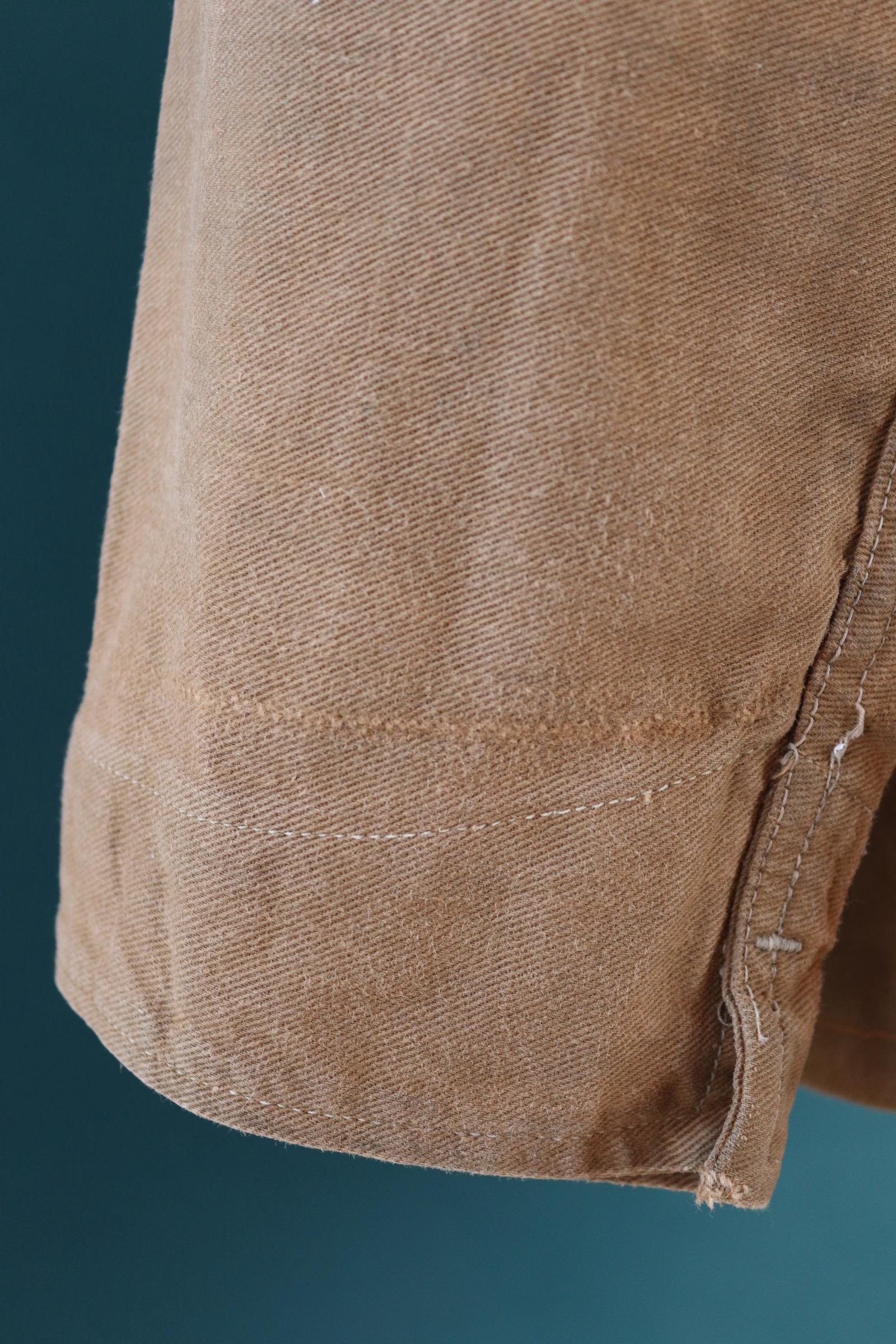 Vintage 1940s British workwear jacket - brown cotton twill - factory coat - shop overalls - 45” chest
