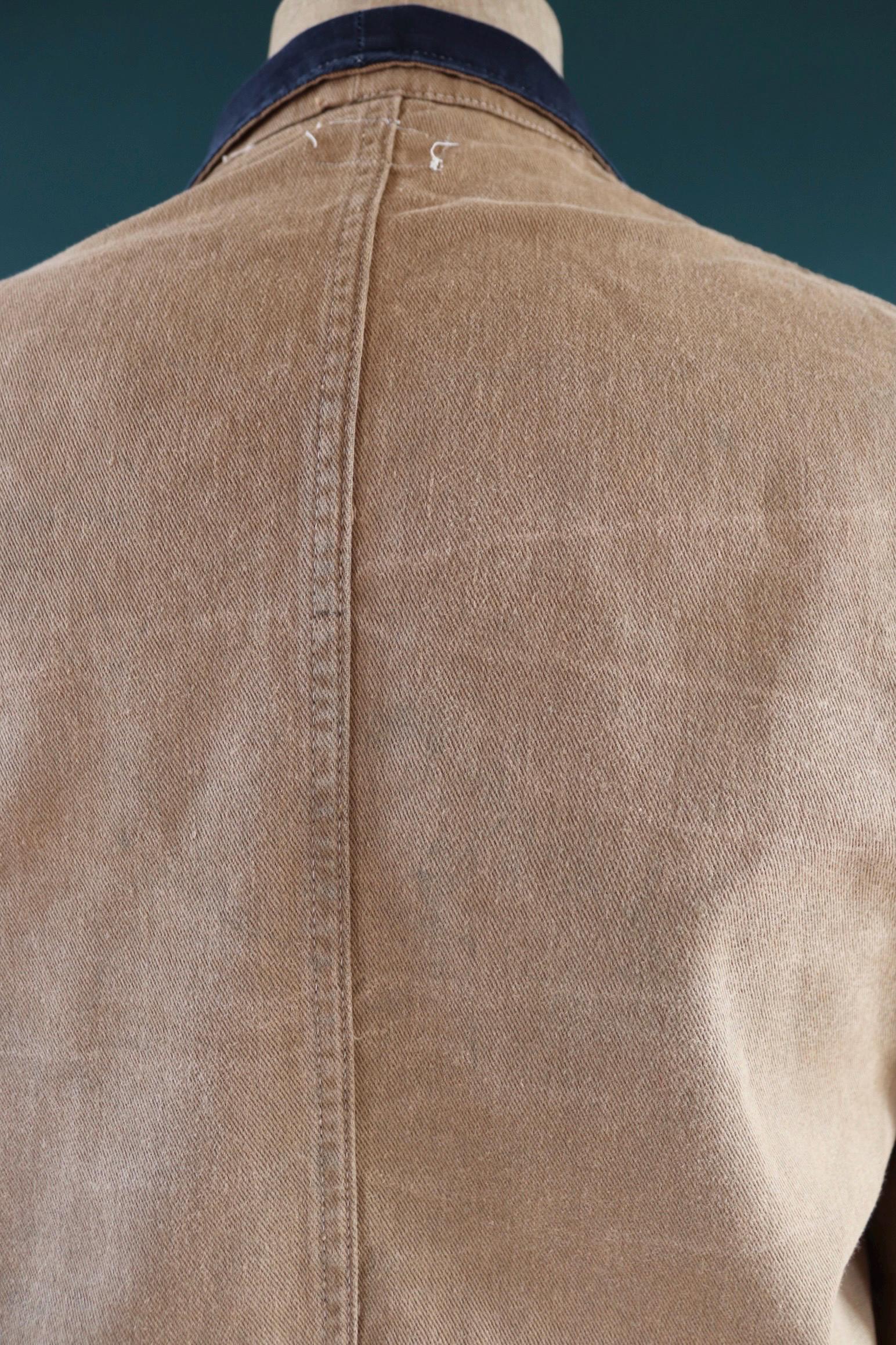 Vintage 1940s British workwear jacket - brown cotton twill - factory coat - shop overalls - 45” chest