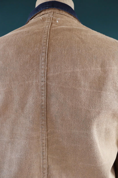 Vintage 1940s British workwear jacket - brown cotton twill - factory coat - shop overalls - 45” chest
