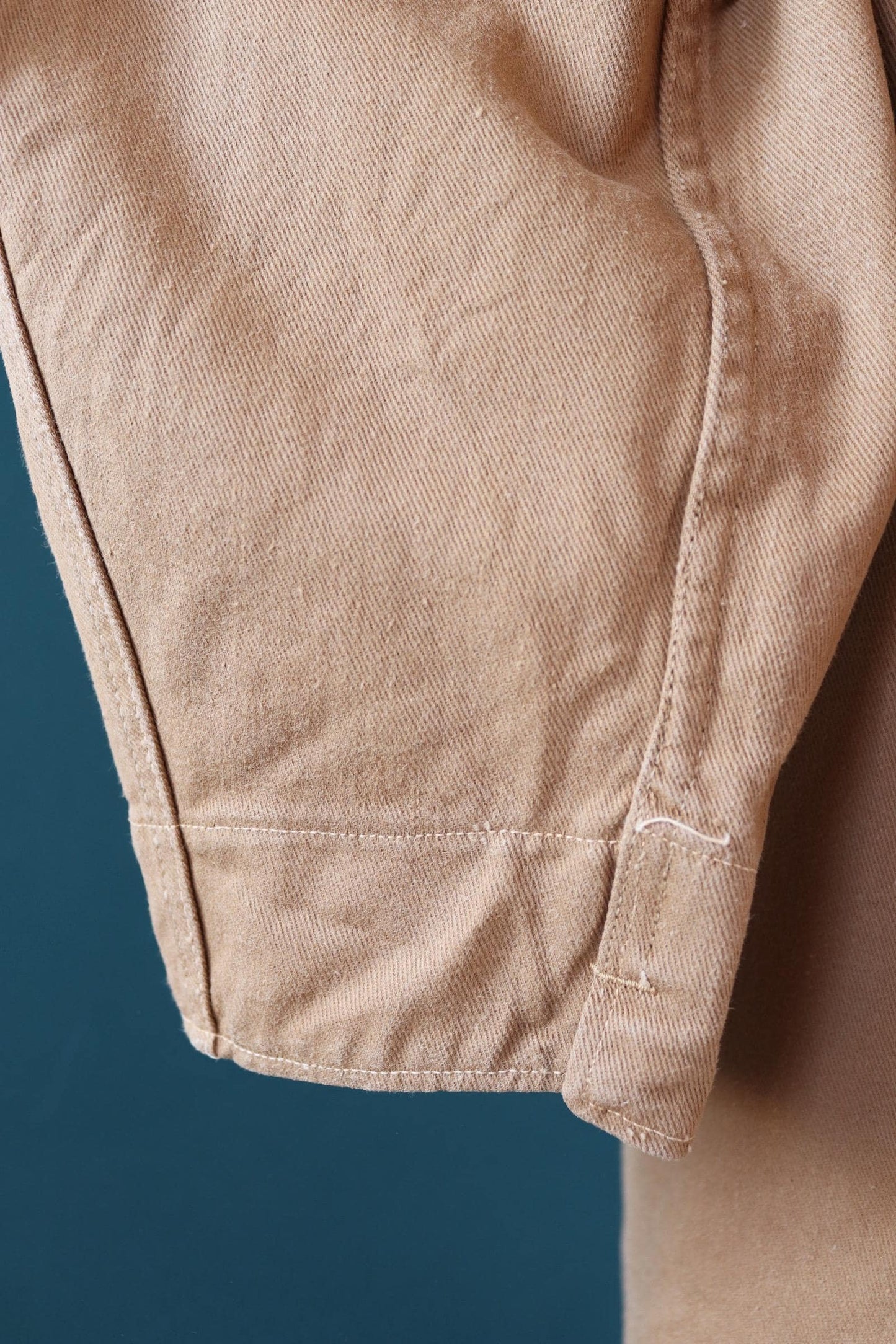 Vintage 1950s British workwear overalls - long brown cotton twill chore jacket - factory chore coat - 46” chest