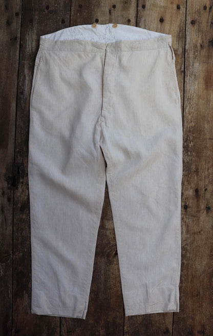 Vintage 1930s French linen suit - jacket and trousers - double breasted - buckle back pants - riviera - 38” x 28” - 44” chest