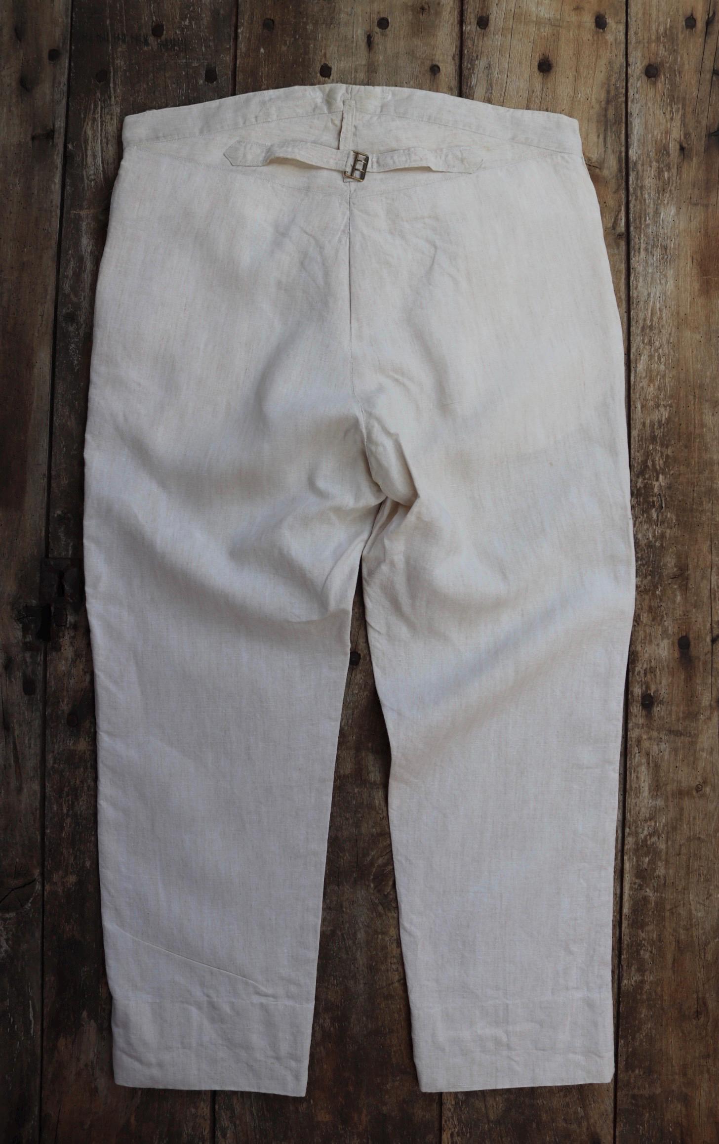 Vintage 1930s French linen suit - jacket and trousers - double breasted - buckle back pants - riviera - 38” x 28” - 44” chest