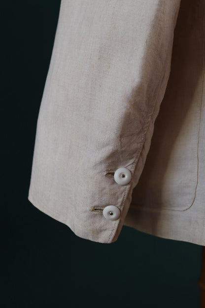 Vintage 1930s French linen suit - jacket and trousers - double breasted - buckle back pants - riviera - 38” x 28” - 44” chest
