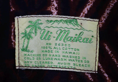 Vintage 1960s cotton Hawaiian shirt - tiki summer top - brown pattern - 42” chest