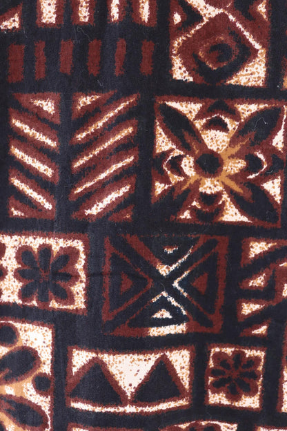 Vintage 1960s cotton Hawaiian shirt - tiki summer top - brown pattern - 42” chest