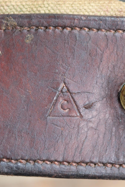 Antique WW1 British military shoulder bag - Egyptian Citadel Workshop Stores - canvas and leather satchel - 1910s haversack