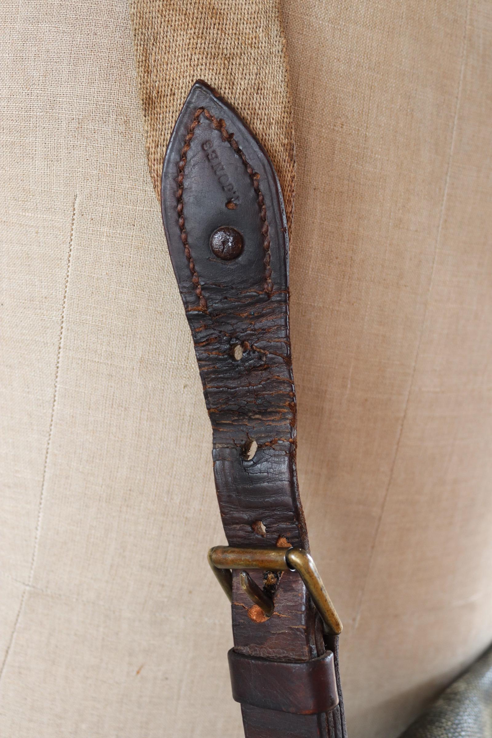 Antique WW1 British military shoulder bag - Egyptian Citadel Workshop Stores - canvas and leather satchel - 1910s haversack