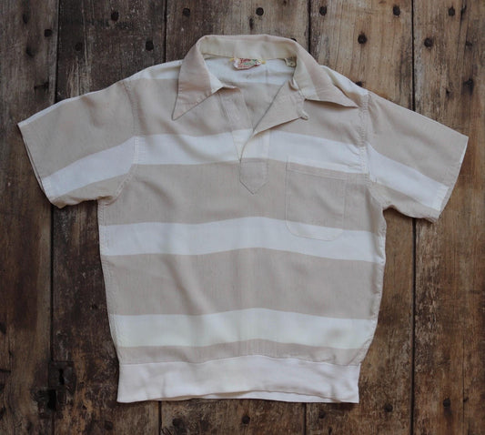 Vintage 1950s gaucho shirt - striped summer top - 38” chest