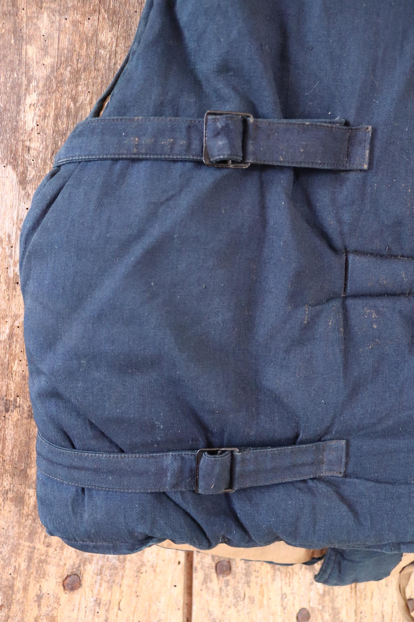 Antique 1900s kapok life jacket - vintage buoyancy aid - Miranda life vest - Peter Robinson Ltd - natural indigo - 40” chest