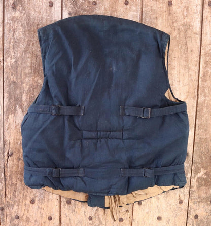 Antique 1900s kapok life jacket - vintage buoyancy aid - Miranda life vest - Peter Robinson Ltd - natural indigo - 40” chest