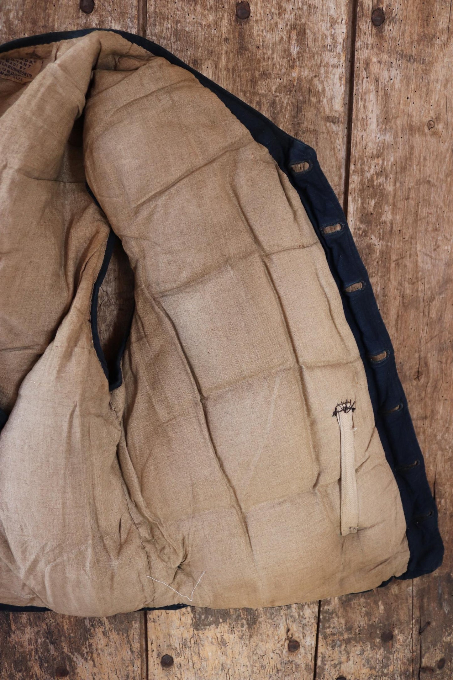 Antique 1900s kapok life jacket - vintage buoyancy aid - Miranda life vest - Peter Robinson Ltd - natural indigo - 40” chest