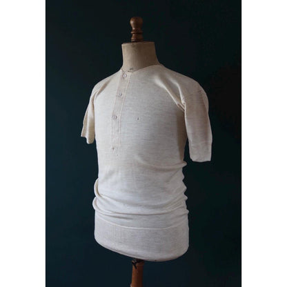 Vintage 1940s deadstock CC41 wool undershirt - WW2 clothing - Henley top - thermal layer - 36" chest