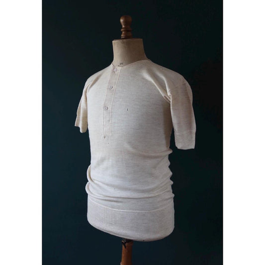Vintage 1940s deadstock CC41 wool undershirt - WW2 clothing - Henley top - thermal layer - 36" chest