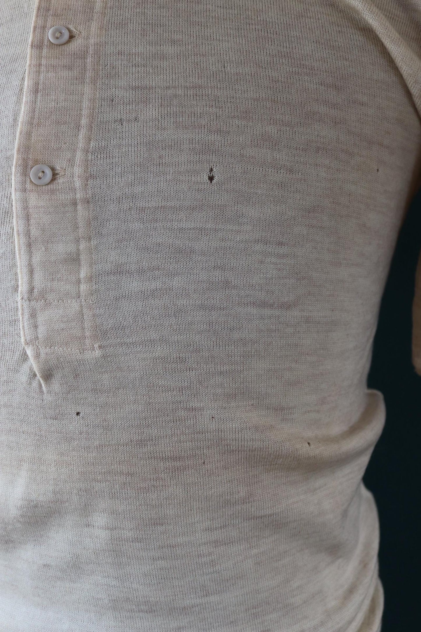 Vintage 1940s deadstock CC41 wool undershirt - WW2 clothing - Henley top - thermal layer - 36" chest