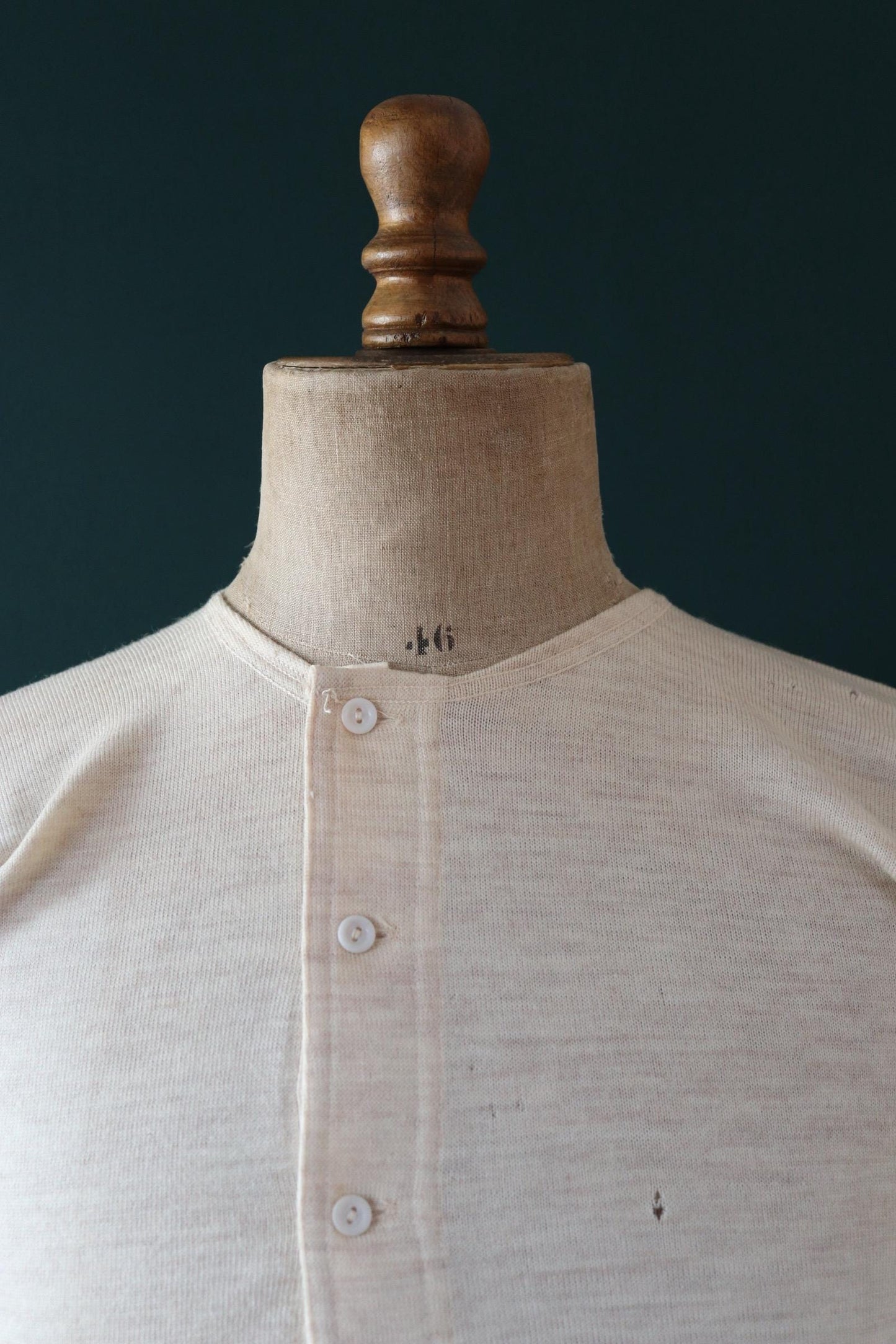 Vintage 1940s deadstock CC41 wool undershirt - WW2 clothing - Henley top - thermal layer - 36" chest