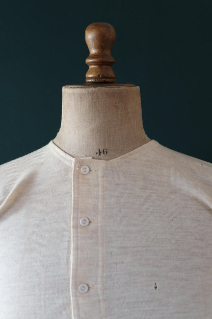Vintage 1940s deadstock CC41 wool undershirt - WW2 clothing - Henley top - thermal layer - 36" chest