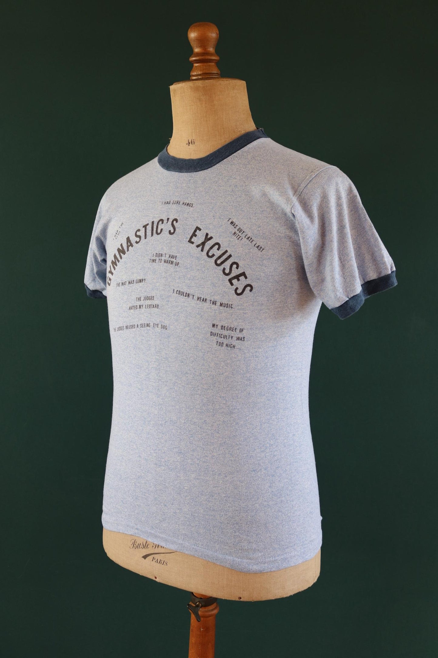 Vintage 1970s t shirt - blue marl - 36” chest - ringer sportswear - made in USA
