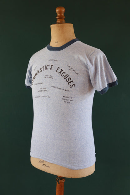 Vintage 1970s t shirt - blue marl - 36” chest - ringer sportswear - made in USA