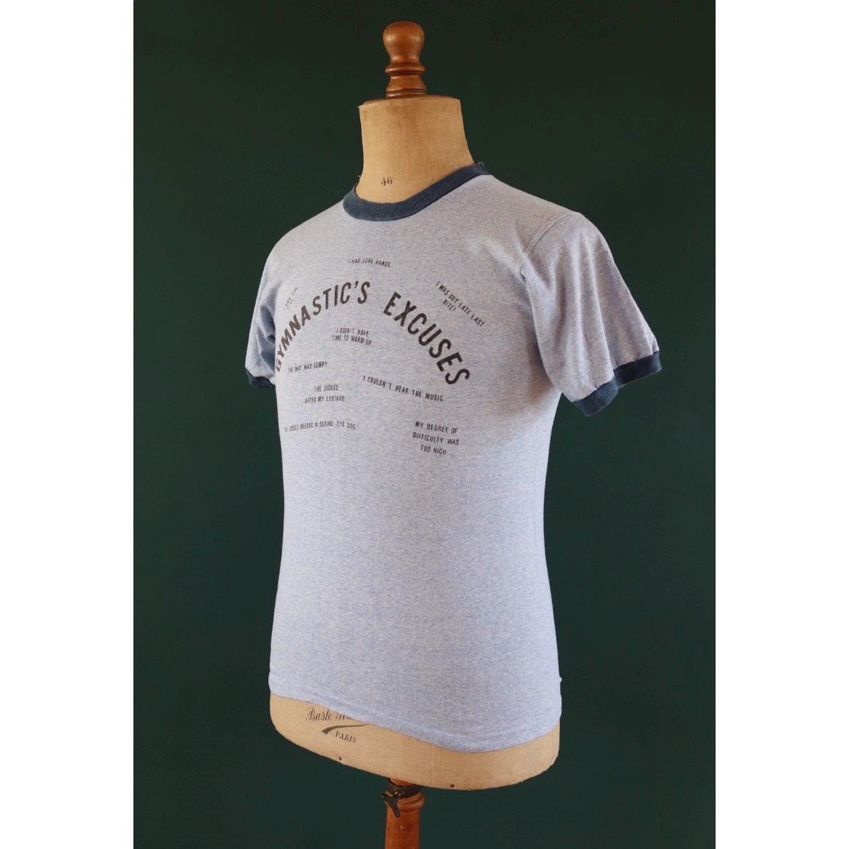 Vintage 1970s t shirt - blue marl - 36” chest - ringer sportswear - made in USA