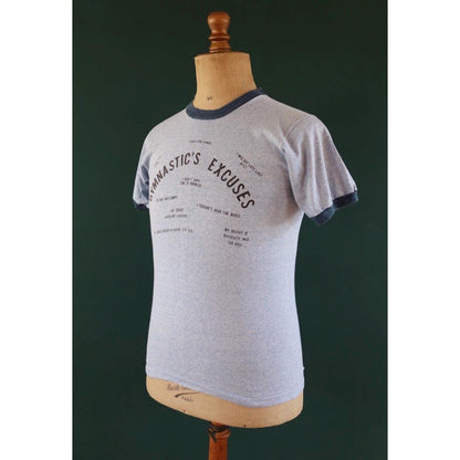 Vintage 1970s t shirt - blue marl - 36” chest - ringer sportswear - made in USA